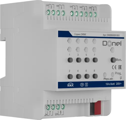 Фото KNX 8-канальный многофункциональный актуатор, 10A