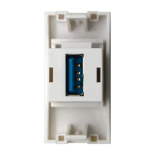 Фото Розетка информационная USB для передачи данных, 1мод., бел. (22.5х45мм), USB3.0, серия (тип) D