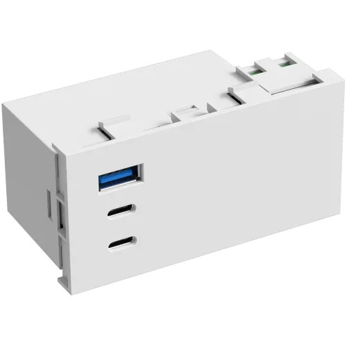 Фото USB зарядное устройство, 100W, Type A + C + C, 4 мод., бел. матовая (90х45мм)