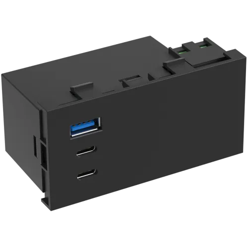 Фото USB зарядное устройство, 100W, Type A + C + C, 4 мод., черн. матовая (90х45мм)
