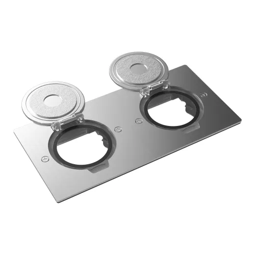 Фото Лючок Surface 4 мод. (2 мод. 45х45 мм.), круглая крышка, полированное серебро, IP44